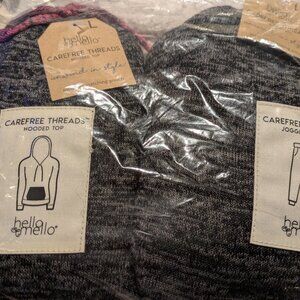 Hello Mello Carefree threads hooded top and jogger pants Grey L nwt
